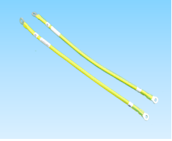 444. 產(chǎn)品名稱：定制新能源光伏逆變器地線UL1015/12AWG/黃綠/RNB5.5-4L冷壓端子+黃綠色熱縮套管包裹整條線